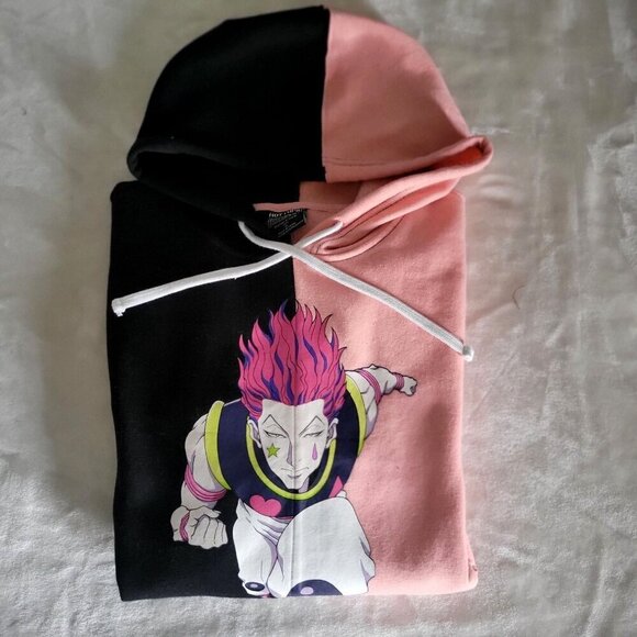 Hot Topic Hunter X Hunter Hisoka Bungee Gum Black Pink Split Hoodie - Medium - Picture 5 of 9